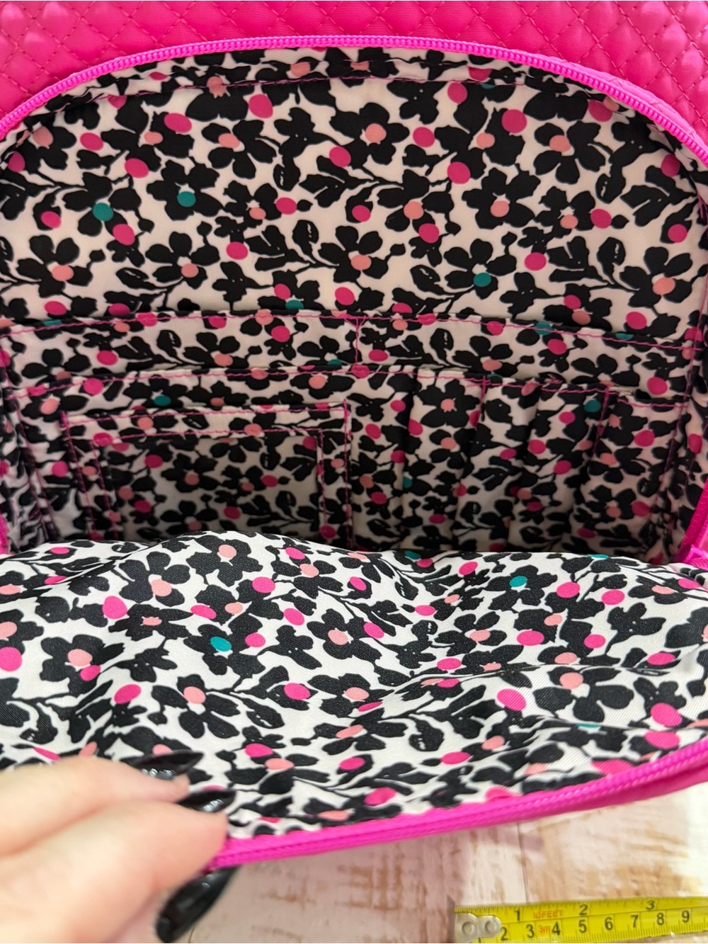 Vera Bradley Microfiber Iconic Campus Backpack in Fuchsia Pink Laptop Bag - Picture 6 of 11